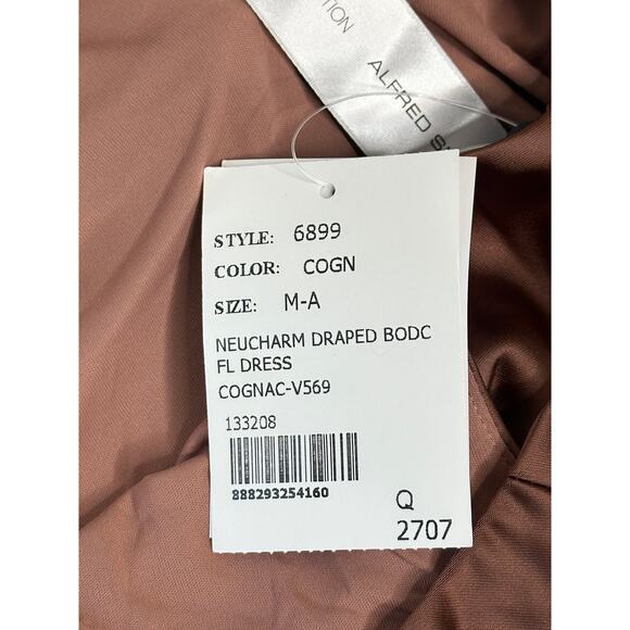 After Six NWT Brown High Neck Sleeveless Cap Shoulder Satin Maxi Dress Formal M - Picture 6 of 7